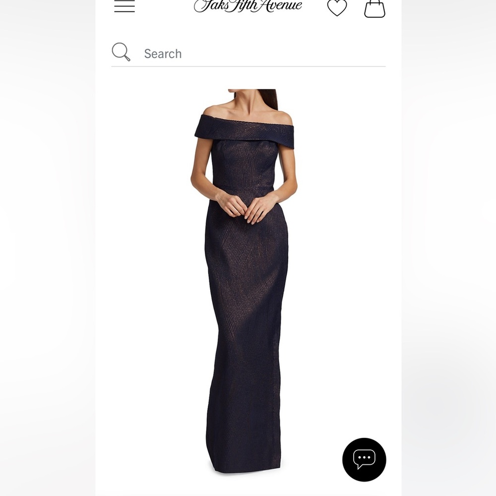 Rickie Freeman for Teri Jon metallic navy gown w/ chocolate glitter. Size 10.